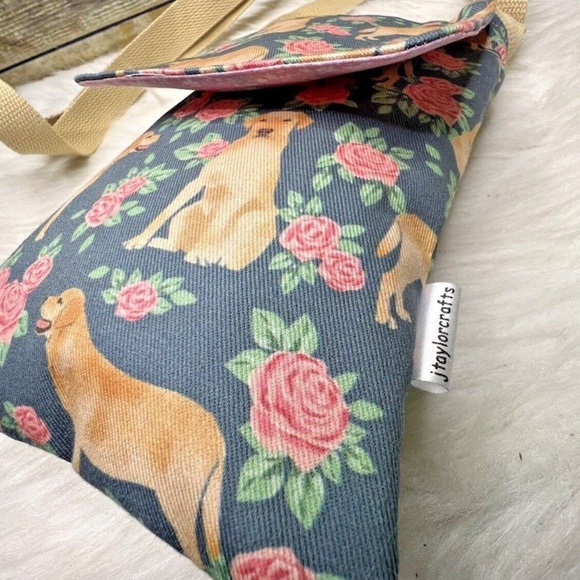 Jtaylorcrafts Floral Roses Dog Print Small Cotton Purse Shoulder Bag Crossbody - Picture 8 of 12